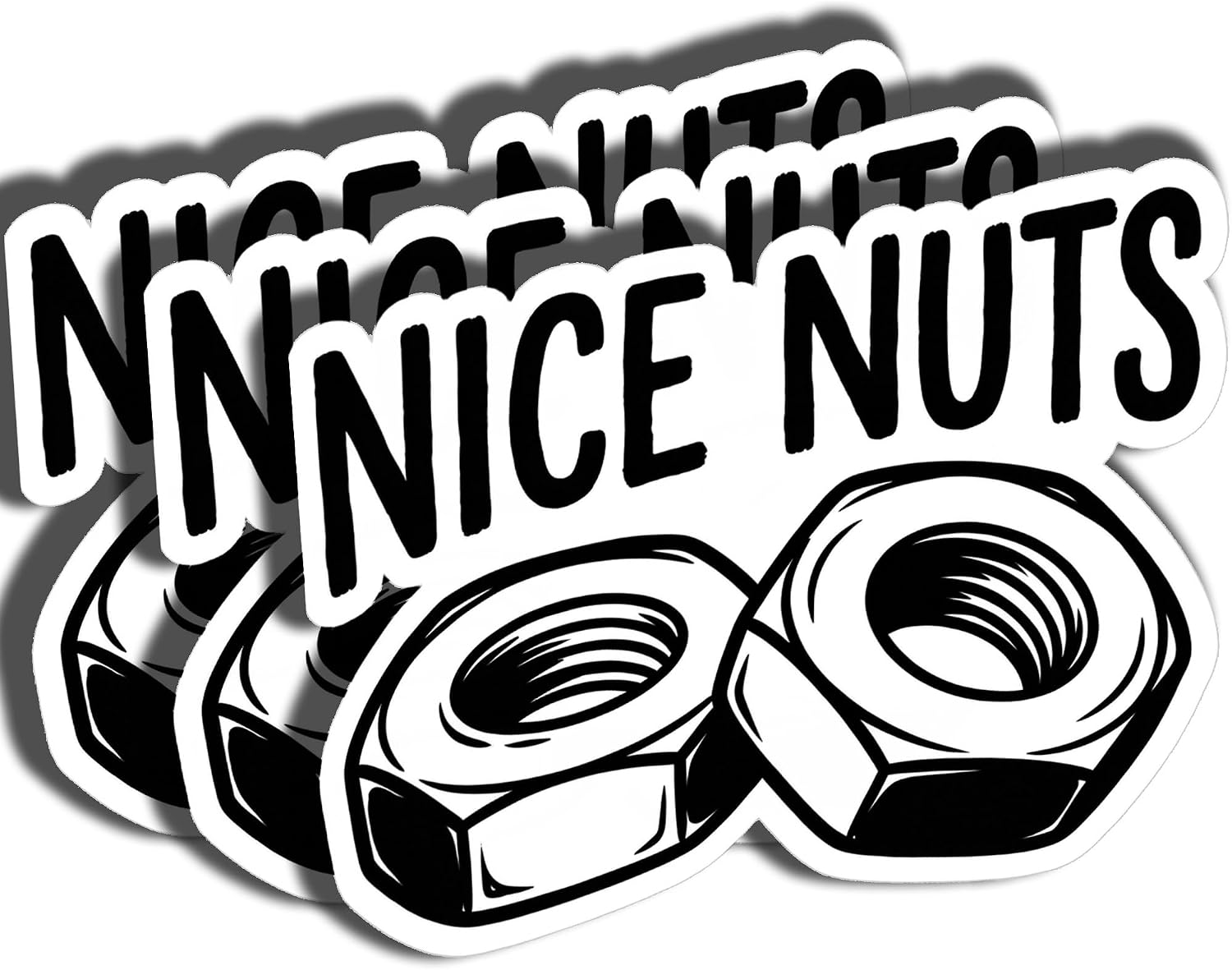 3PCS Nice Nuts Funny Mechanic Sticker Pack – Waterproof Vinyl Car Decals Up to 3" for Bumper, Toolbox, Truck, Laptop & Helmet | Hilarious Car Guy Gift
