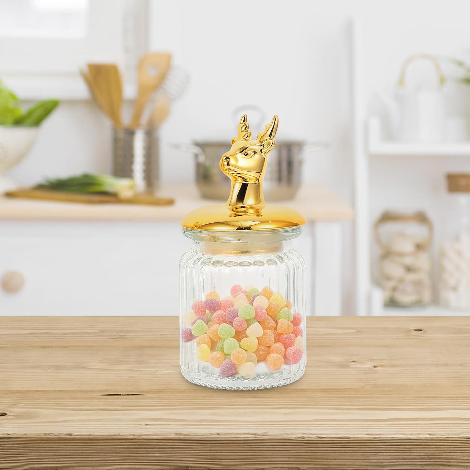 BESTYASH Animal Candy Jar Glass Storage Container Set Glass Tea Canisters with Airtight Seal for Party and Kitchen Use