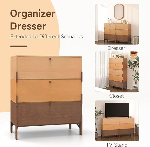 Miniatura 5 de Sebastack - Cómoda de 3 cajones, cómoda personalizable para dormitorio, sala de estar, pasillo, entrada, armario de muebles de estilo mediados de