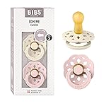 BIBS Pacifiers - Boheme Collection | BPA-Free Round Nipple | Nautral Rubber Latex | Made in Denmark | Set of 2 Ivory/Blossom Color Premium Soothers | Size 6-18 Months