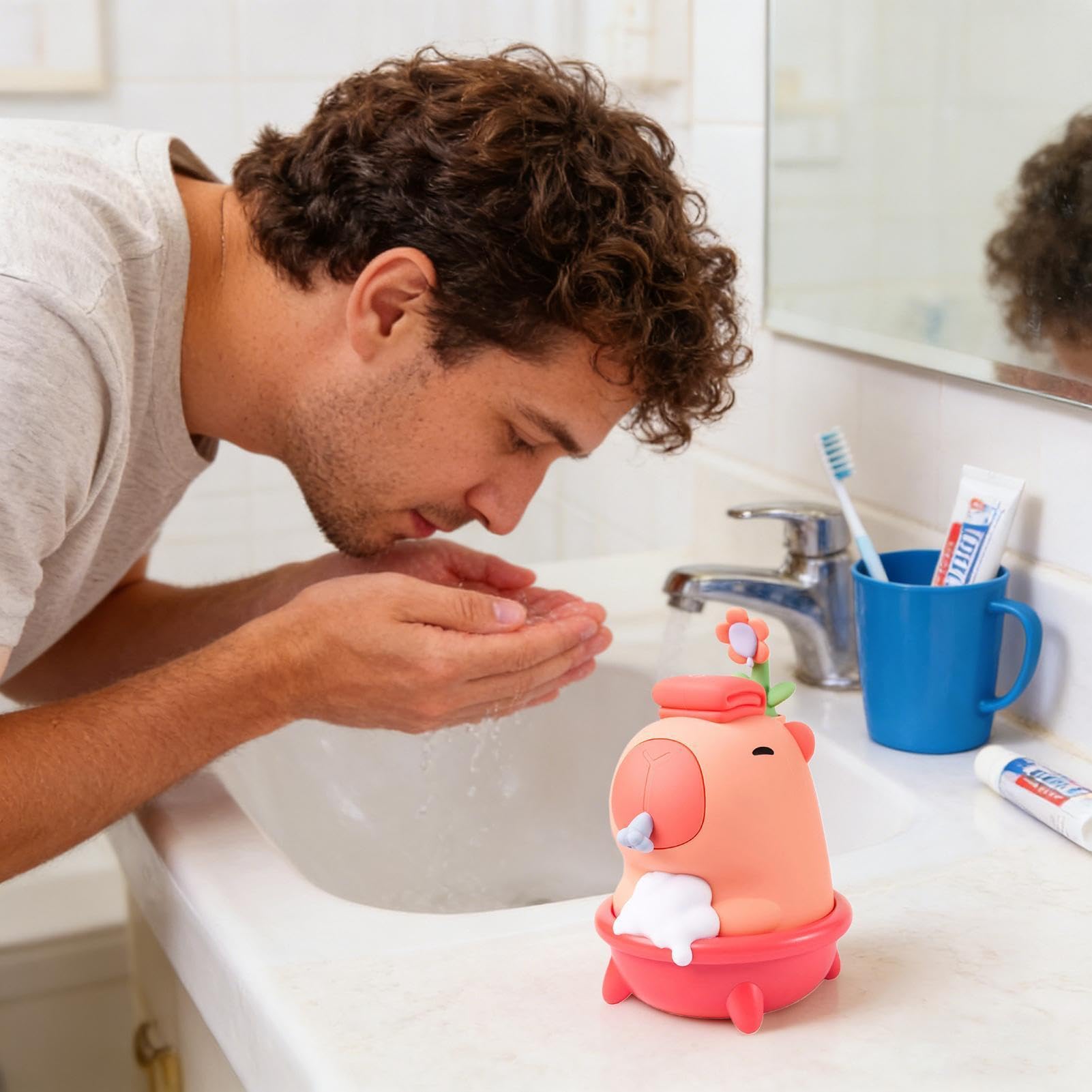 Dispenser Sapone Automatico Capybara 3 Livelli Regolabili | Erogatore Detergenti Cucina Senza Contatto per la Casa l'Appartamento il Bagno il Piano di Lavoro e Shampoo