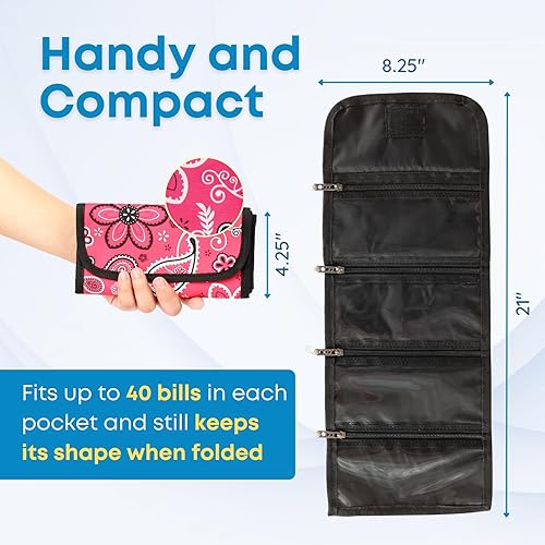 Miniatura 3 de Organizador de dinero para efectivo con 4 cremalleras, sistema de sobres de cartera para efectivo, soporte para efectivo, billetera de dinero de