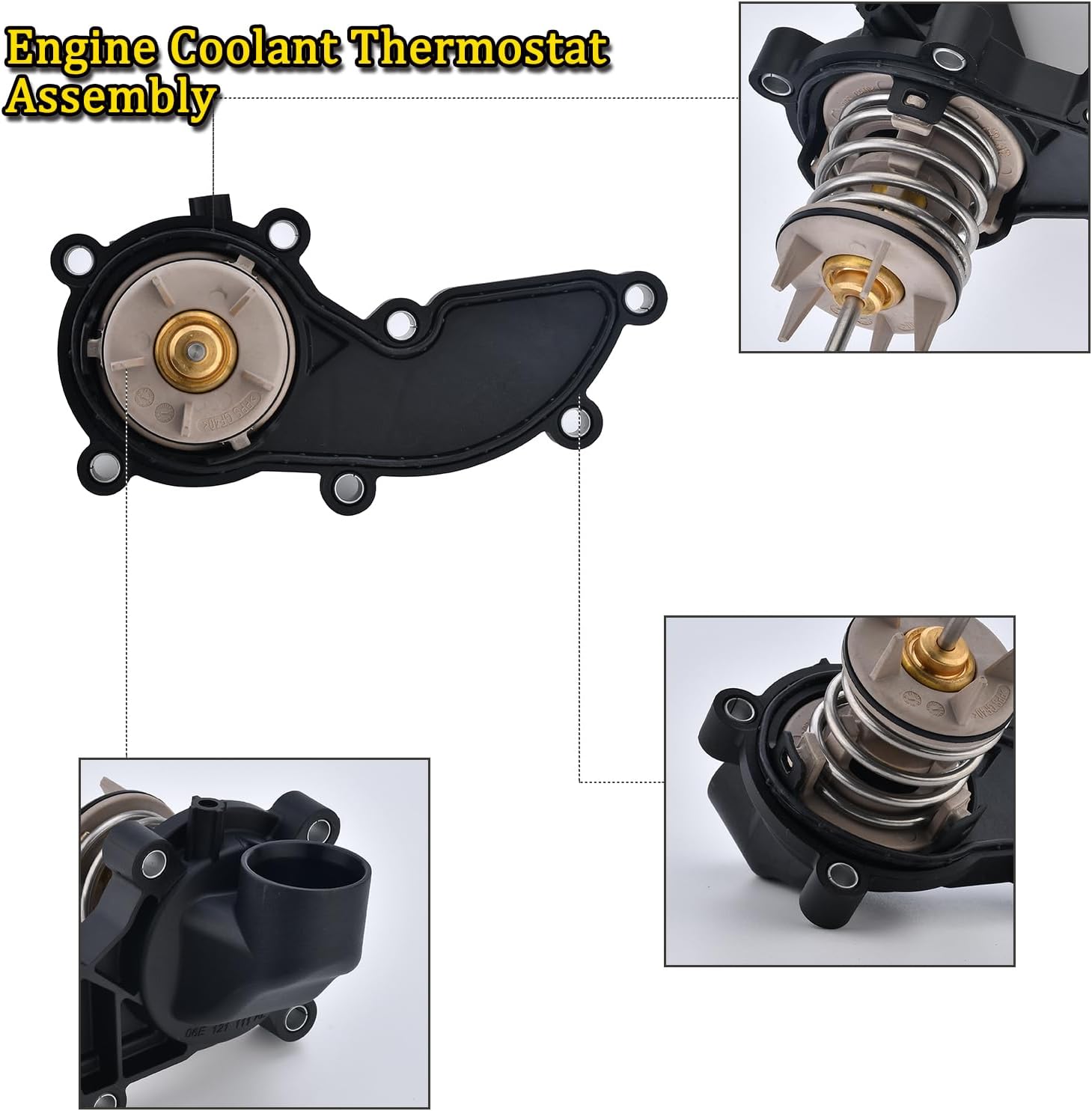 Engine Coolant Thermostat Assembly 902-5218 Compatible with VW Audi S4 S5 A6 A7 Q7 3.0 T Replace 06E121111AL
