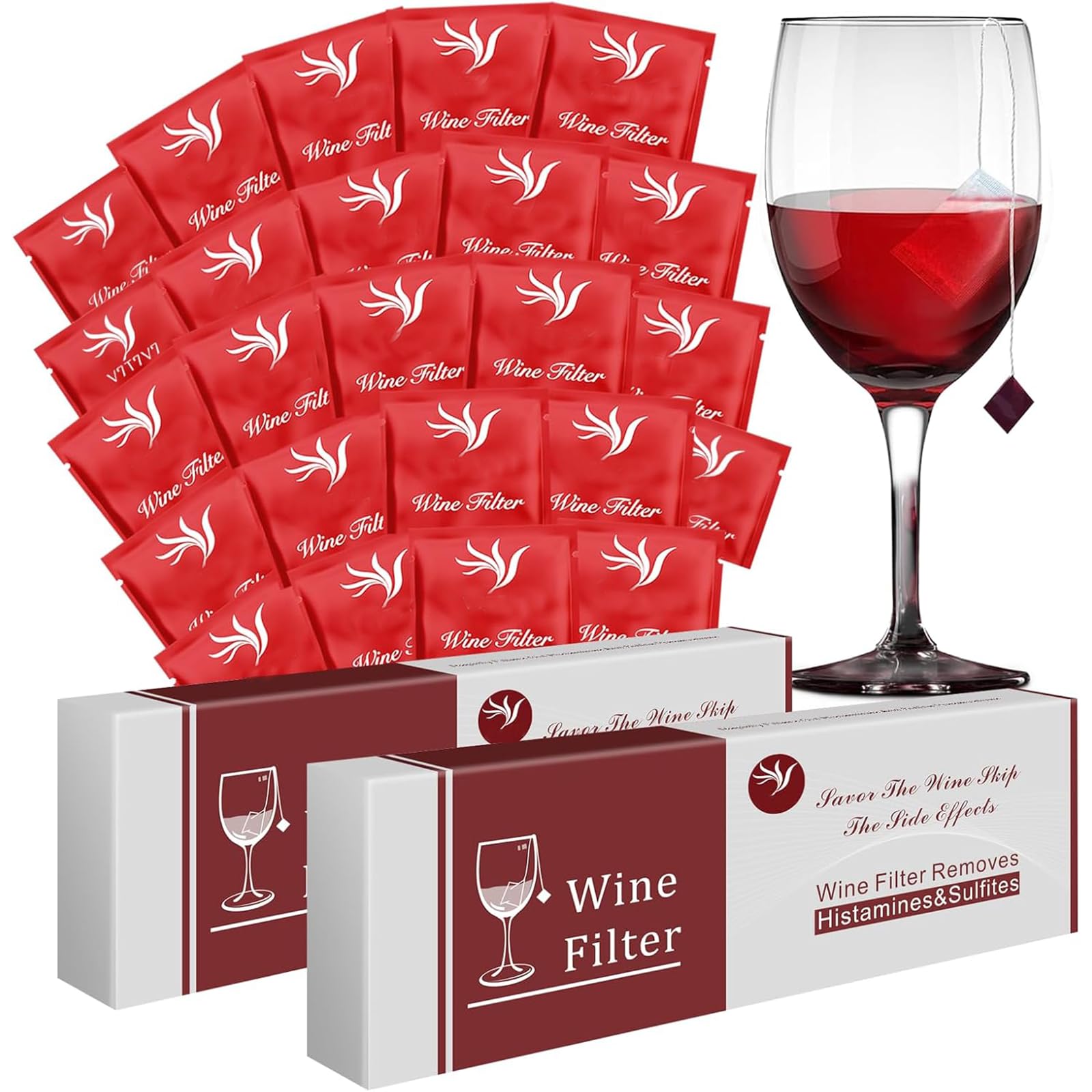24Pcs Wine Filters, Wine Purifier that Remove Sulfite and Histamine