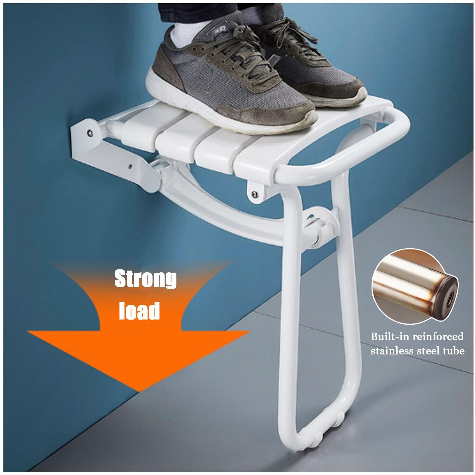 Silla Ducha Banco de Ducha Plegable de Acero Inoxidable for Montaje en Pared, Ideal for duchas y bañeras Interiores, Apto for Personas Mayores o discapacitadas. Taburete