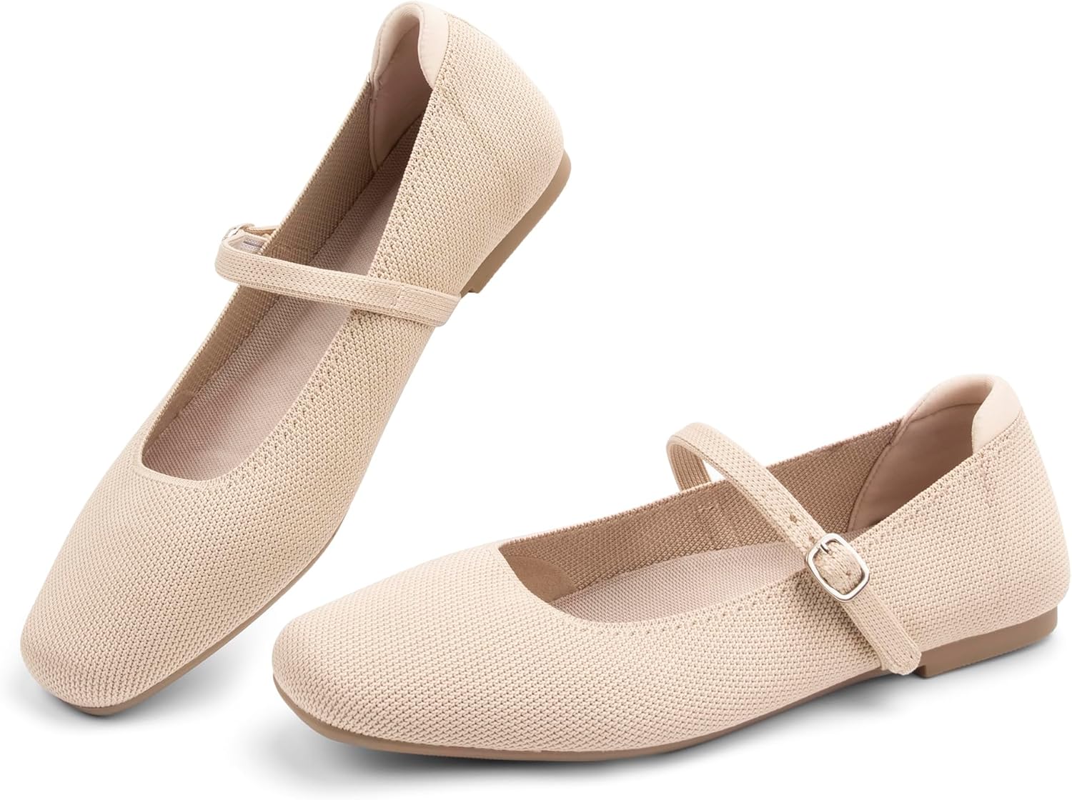 Women's Ballet Flats Square Toe Slip On Shoes Knit Dress Mary Jane Flats Woman Comfy Soft Causal Work Walking - Image 4