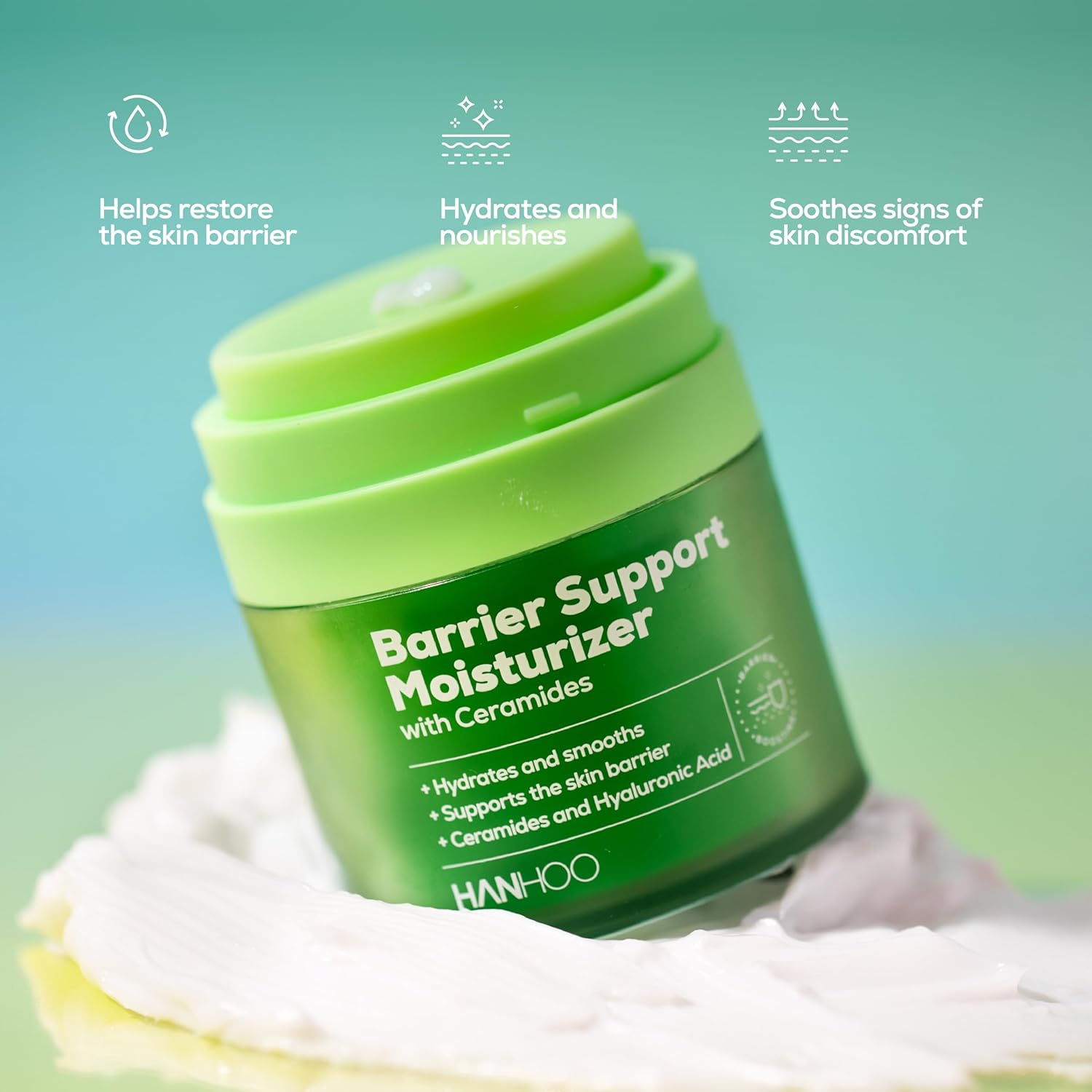 HANHOO Barrier Support Moisturizer with Ceramides, 1.7 Fl. Oz., Face Moisturizer with Ceramides and Hyaluronic Acid, Soothes Skin Barrier, Gel-Cream Moisturizer, For Acne-Prone Skin - Image 2
