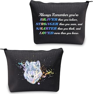 Wolf Gifts Makeup Cosmetic Bag Gifts for Wolf Lovers Inspirational Wolf Zipper Pouch Travel Bag Toiletry Cases Organizer (Wolf Gifts Makeup Bag)