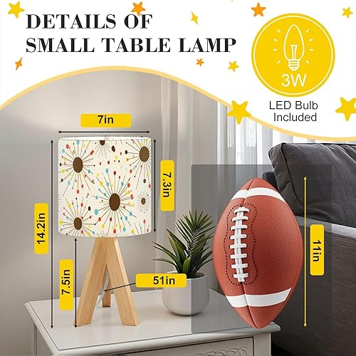 Miniatura 2 de Lámpara de mesa con trípode, moderna de mediados de siglo, retro, atómica, de los años 50, lámpara de mesita de noche con pantalla de lino, lámparas