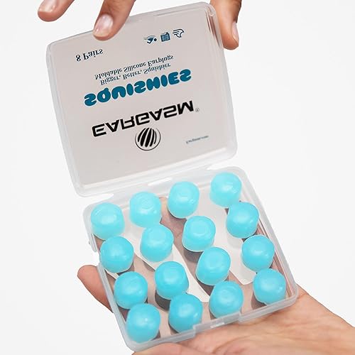 Miniatura 5 de Eargasm Squishies - Tapones herméticos impermeables para dormir, roncar, trabajar, estudiar, nadar y más, color azul, moldeables, con cancelación de