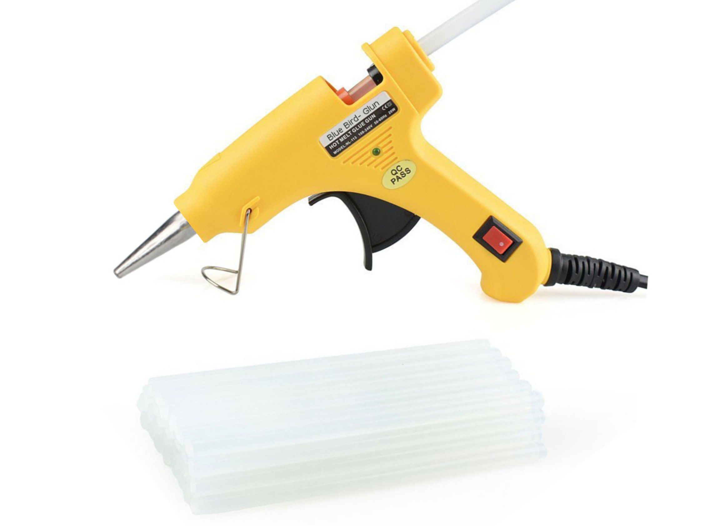 Glun 20 Watt Mini Hot Melt Glue Gun for Fine Craft Work (7 MM Diameter) (Yellow Gun with 15 Glue Sticks)