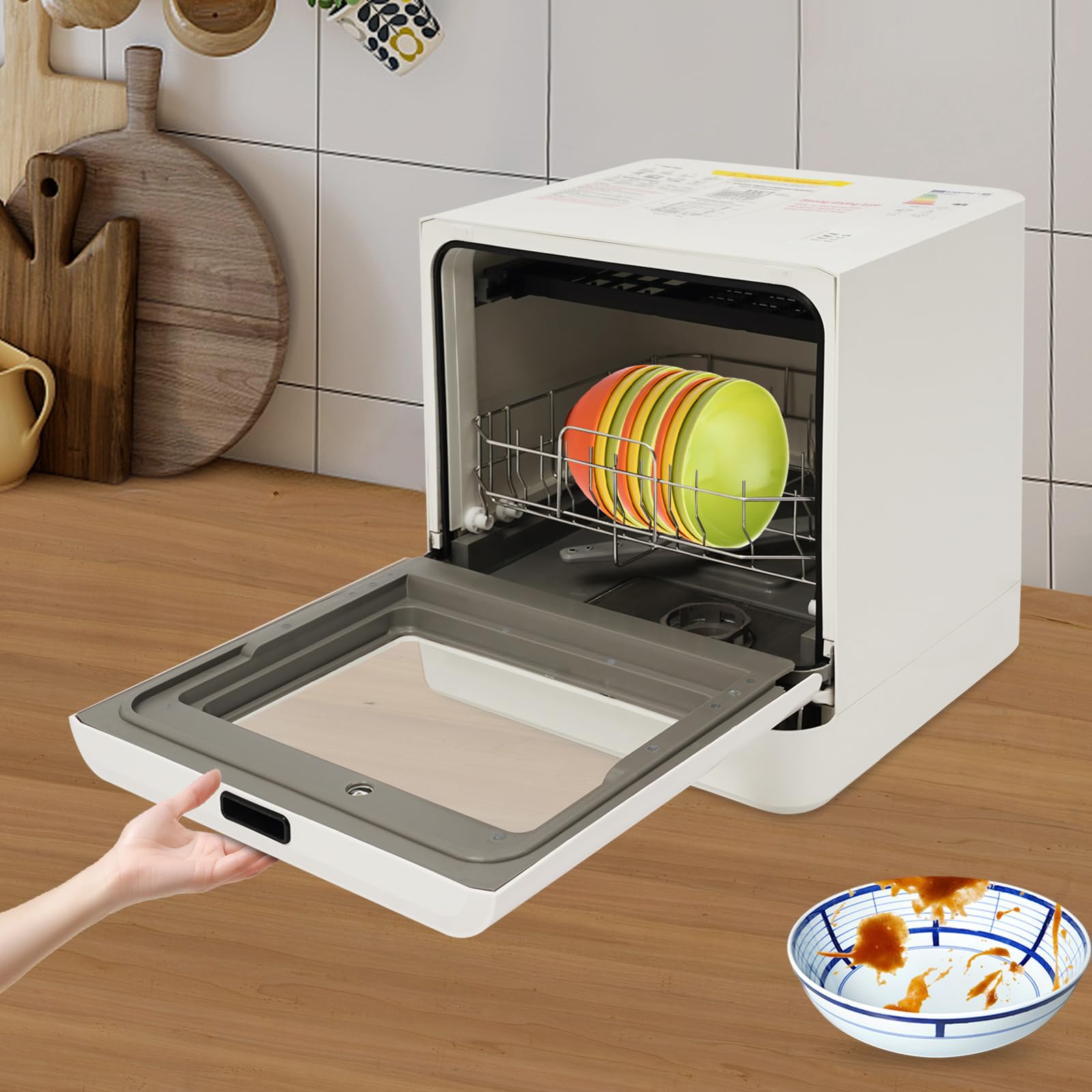 Lavastoviglie da tavolo Mini portatile da tavolo compatto 4 programmi di lavaggio Uv sterilizzazione e pulizia ad alta temperatura a 360° doppio spruzzo indicatore LED per appartamenti camper roulotte