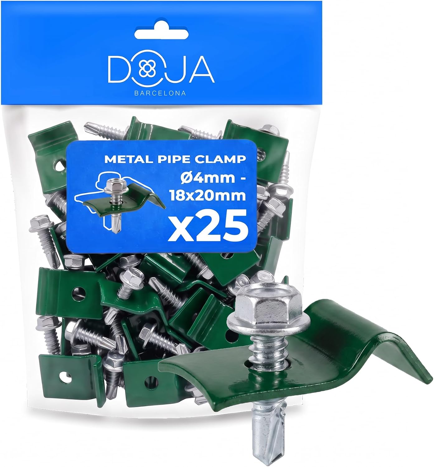 Clips Fixation Grillage DOJA Barcelona - Pack 25 Vert
