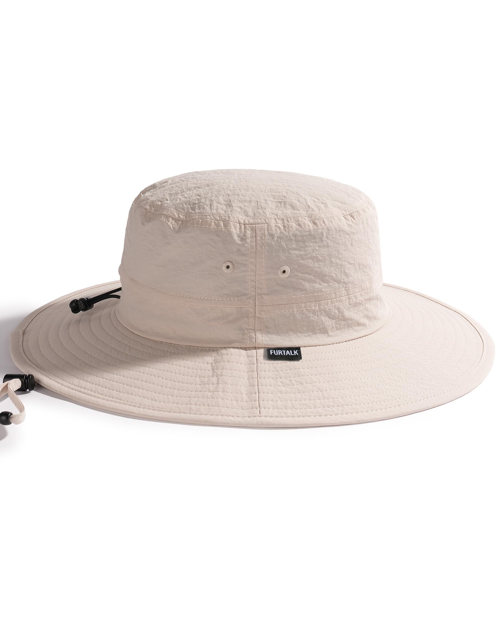 FURTALK Sun Hats for Women with Ponytail Hole Men Beach Hiking UPF 80+ Foldable Hiking Summer UV Protection Bucket Hats Beige