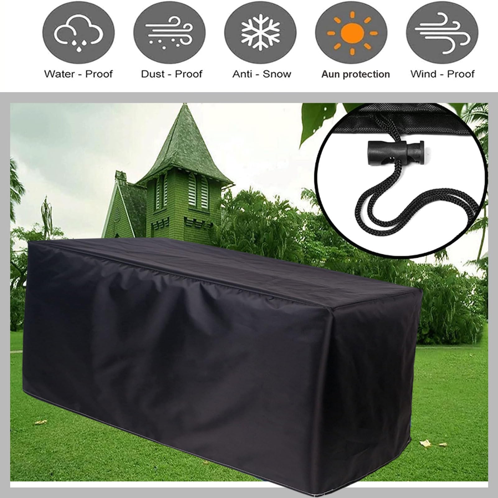 2 Coperture Per Sedie Da Esterno, Impermeabili, In PU, Con Corde E Fibbie, Fino A 83x86x80 Cm - 3