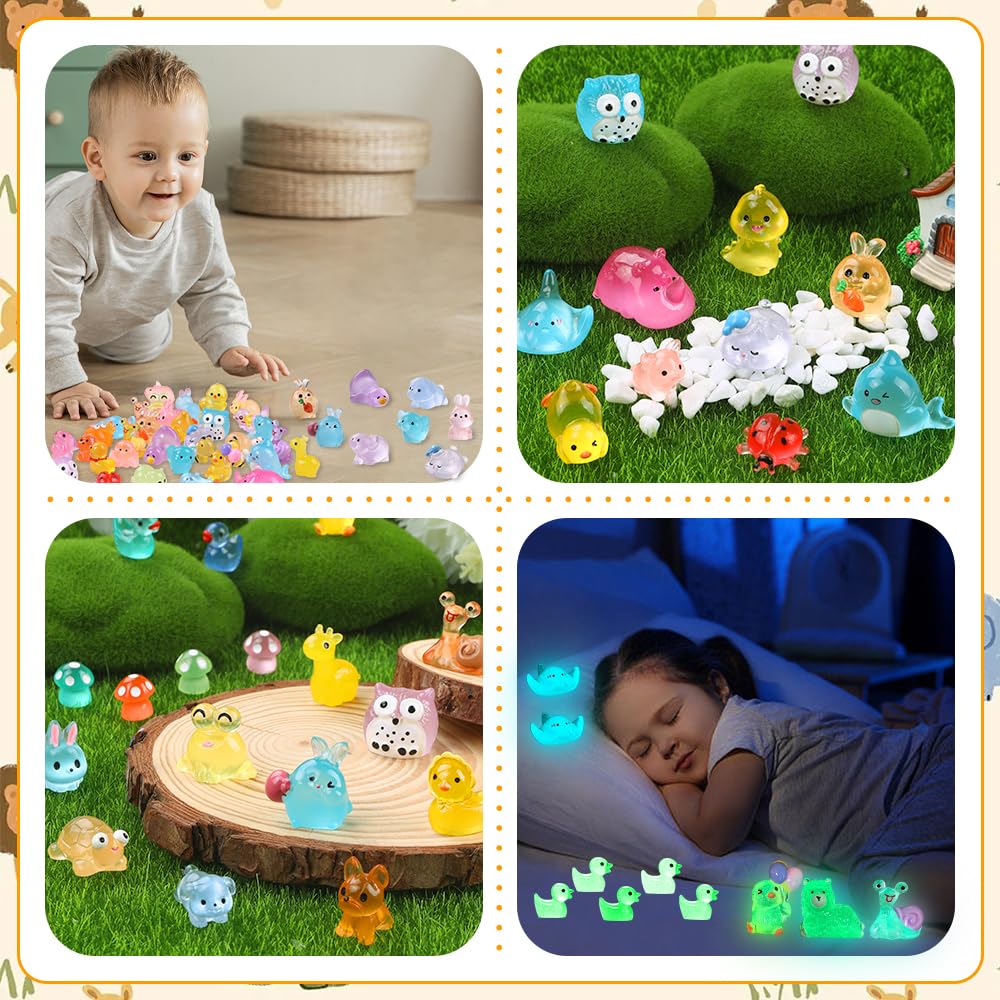 XIMISHOP 206PCS Mini Luminous Resin Animals,Little Tiny Resin Animals Miniature Mini Little Small Plastic Animals Figures Glow in the Dark for Micro Landscape Fairy Garden Aquarium Dollhouse Decor - Image 4