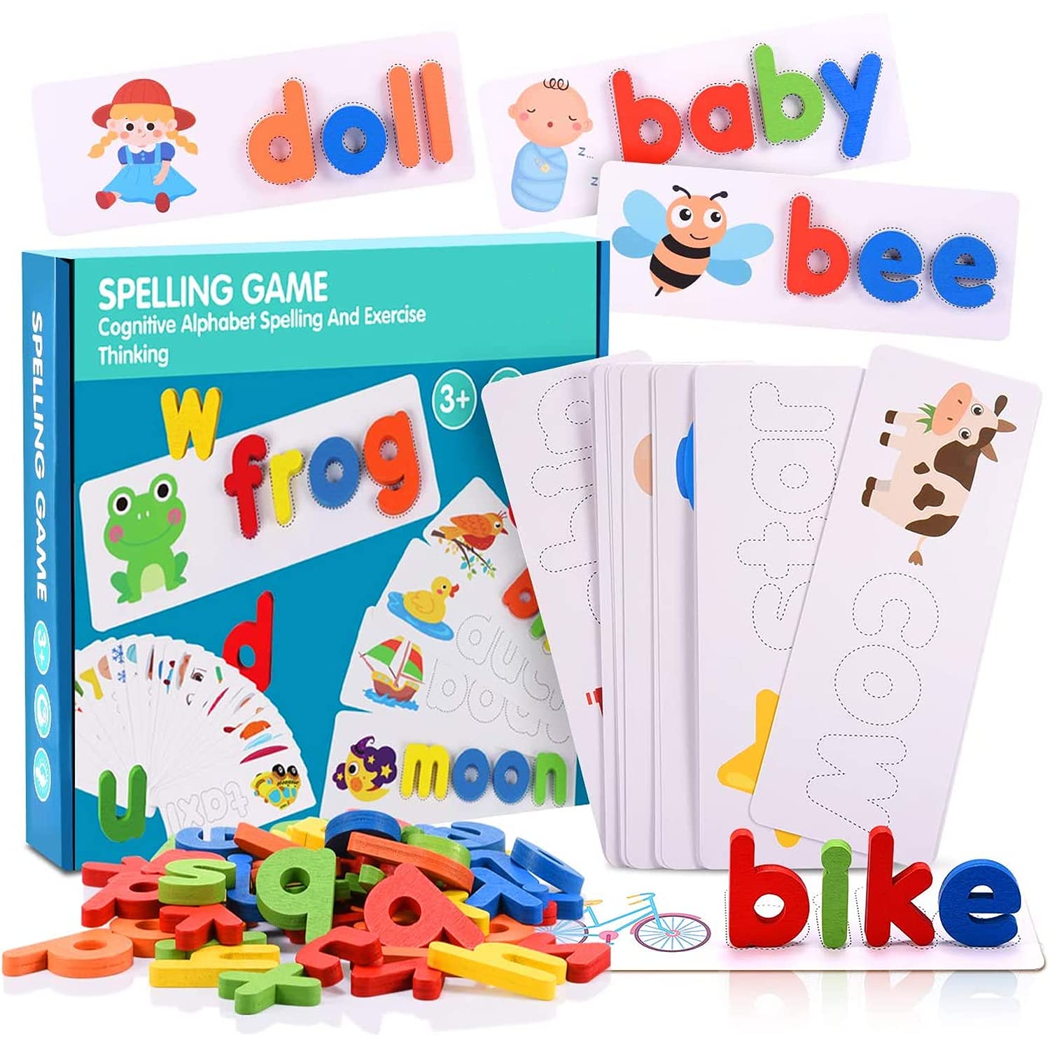 HUNK SHOPPERS See and Spell Learning Toys, Matching Letter Spelling Game Sight Words Games Educational Preschool Toys Learning Toys for 3-8 Year Olds Girls Boys - Ideal Gifts (Multicolor) (B09G2ZKBG7) Amazon Price History, Amazon Price Tracker