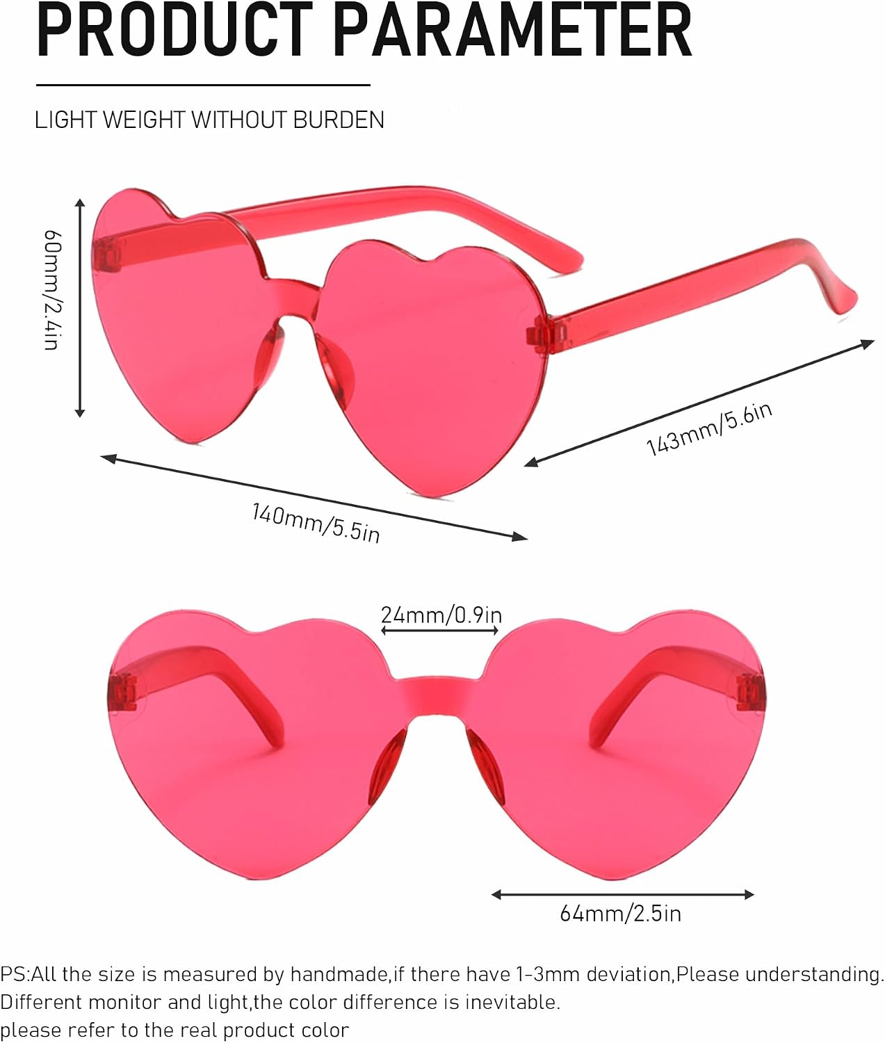 Heart Shaped Sunglasses for Women Colorful Fun Transparent Heart Glasses