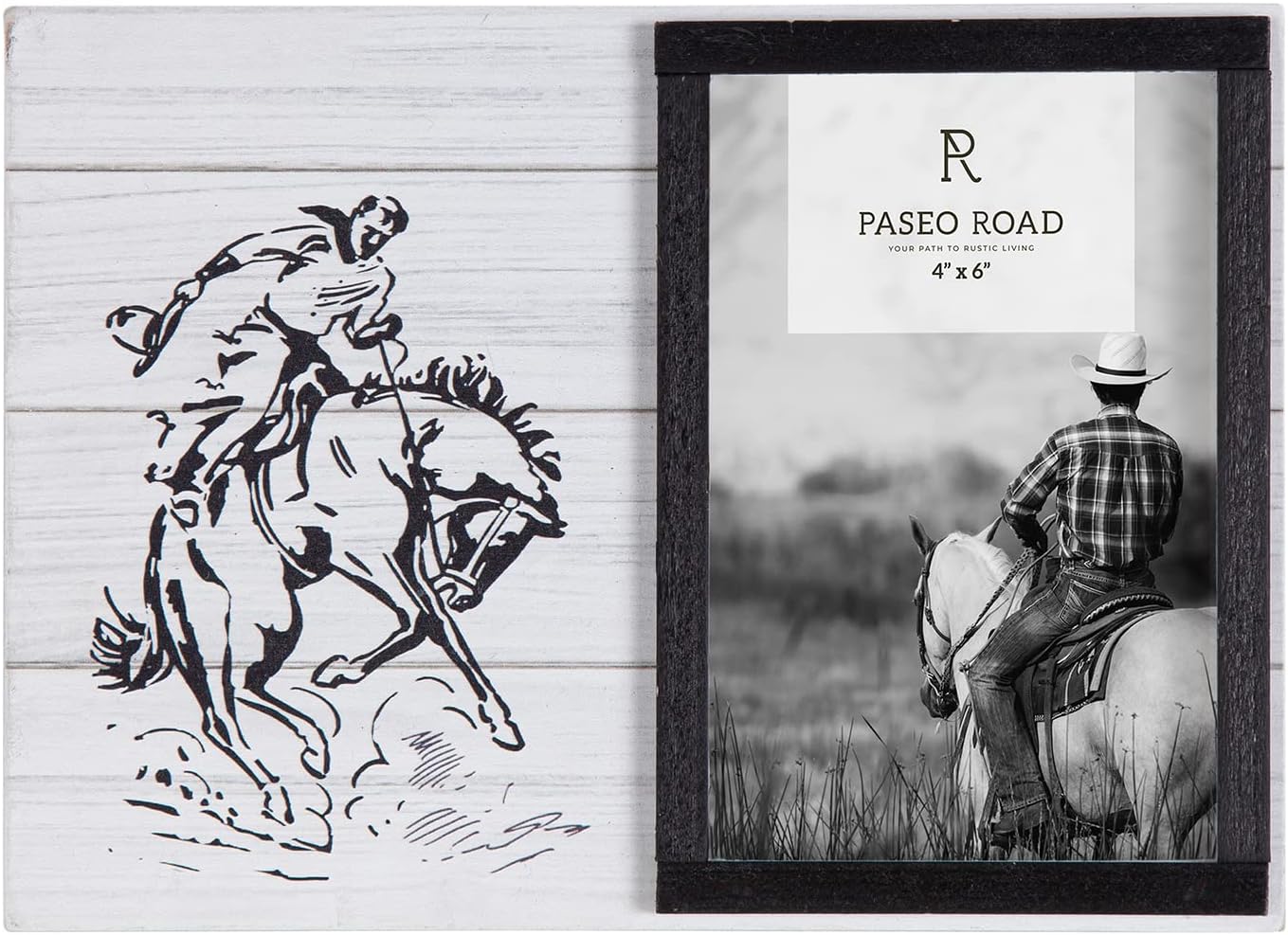 Paseo Road by HiEnd Accents | Ranch Life Western Picture Frames 4x6 inch, Bronc Rider Themed Wooden Rustic Picture Frames