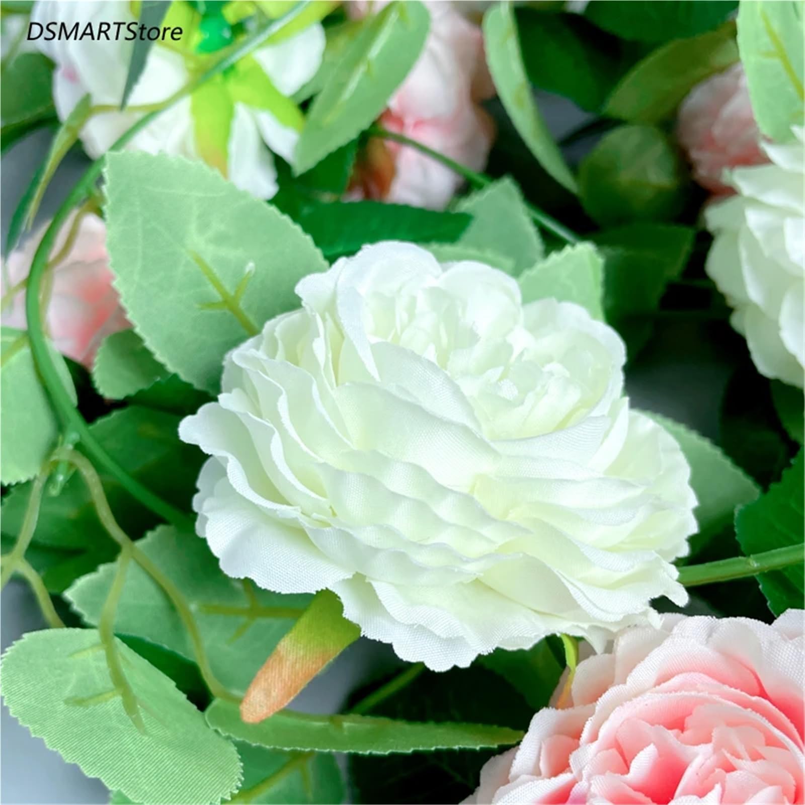 Vite di rose artificiali 2 Pcs Artificial Pink Silk Peony Big Flowers Vines | Rattan Wedding Party Wall Hanging Garland Home Garden Decoration Green Plants(2pcs Pink)