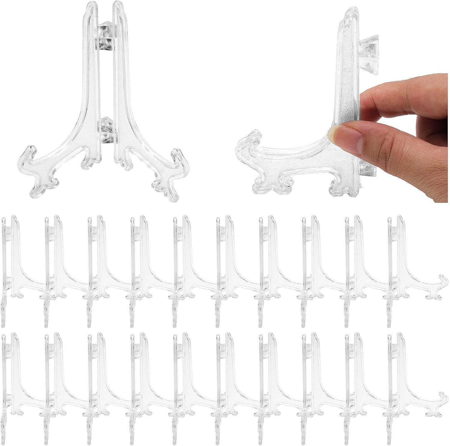 Zorfeter 4 Inch Clear Plastic Easels, 25 Pcs