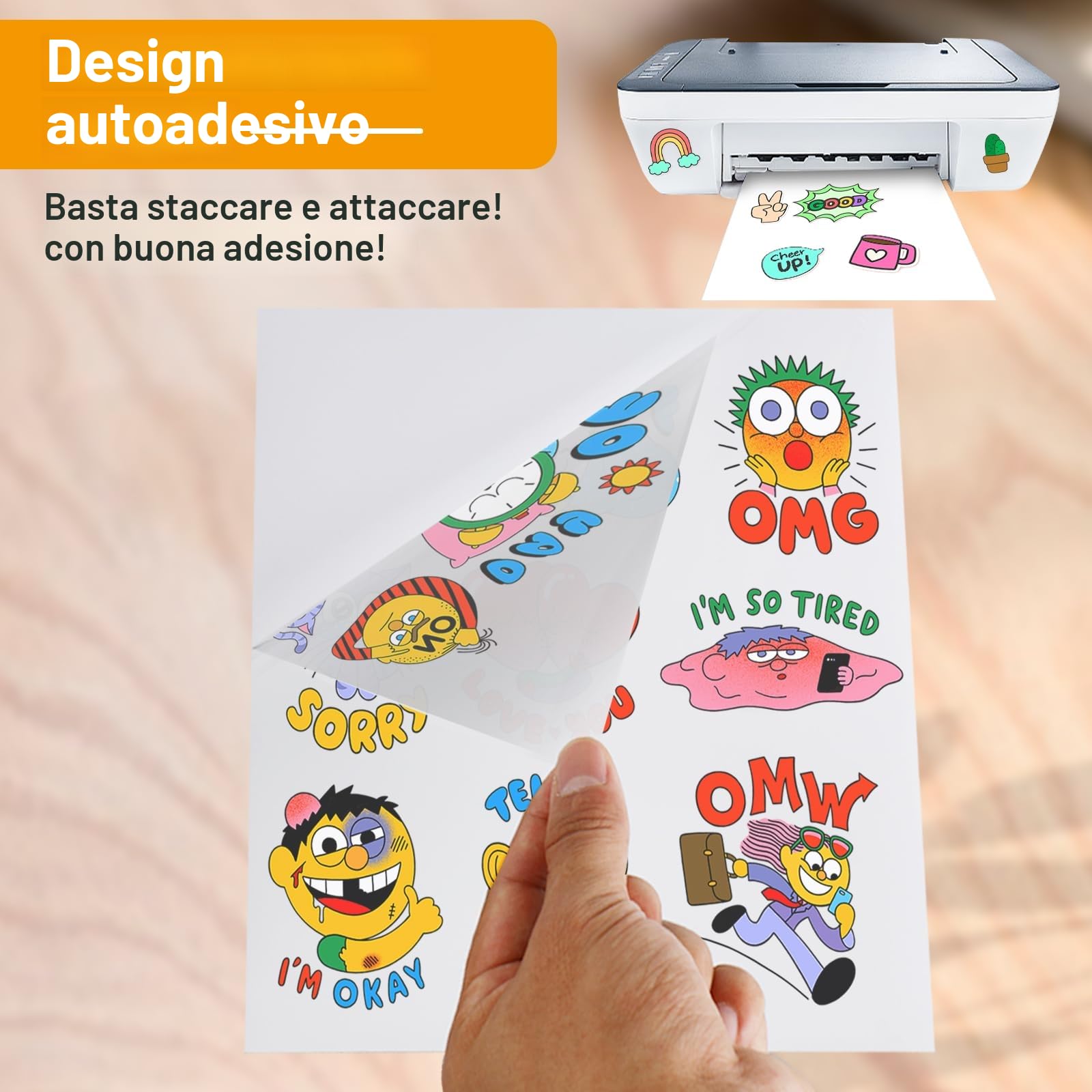 Carta adesiva trasparente stampabile A4 25 fogli, pellicola per stampanti laser e a getto d'inchiostro