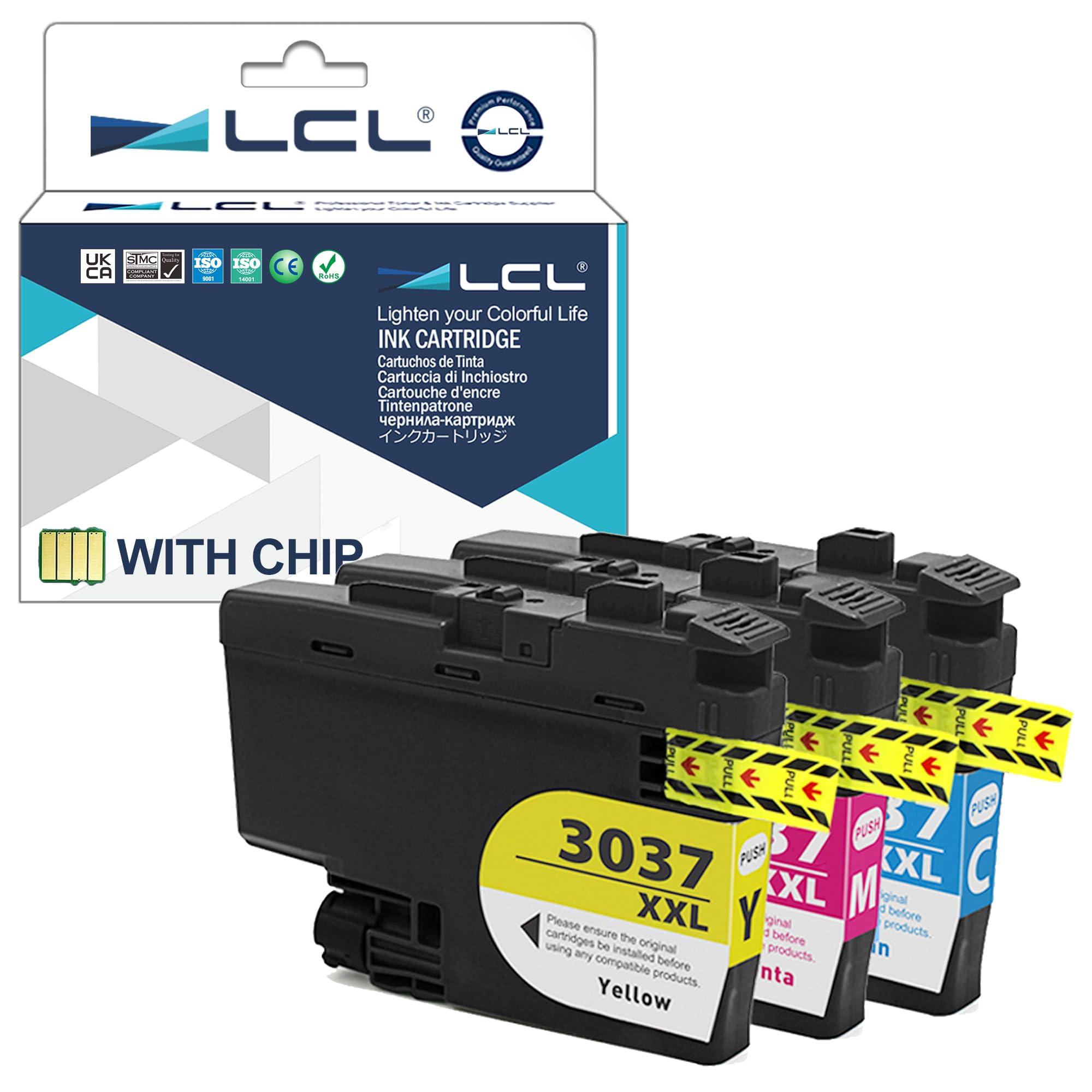 LCL Compatible Ink Cartridge Pigment Replacement for Brother LC30373PKS LC3037 XXL LC3037XXL LC3037C LC3037M LC3037Y MFC-J5845DW MFC-J5845DW XL