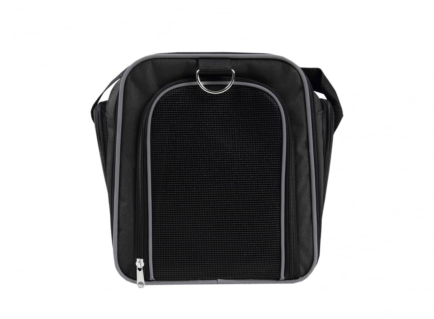 Wouapy - Sac Camping pour Chien et Chat - Sac de Transport en Tissu Nylon Résistant - Larges Filets pour Une Ventilation Maximale - Extensible en Grand Espace Sécurisé - Taille Unique - Noir