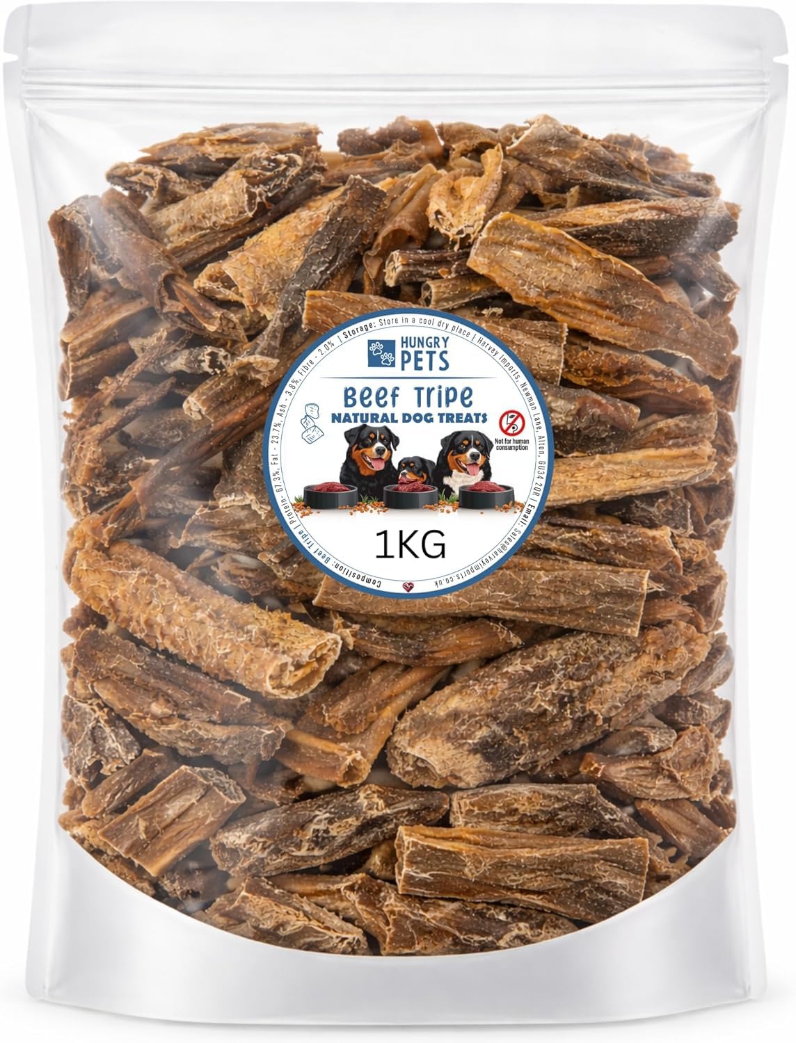 Hungry Pets Beef Tripe, Natural Dog Treat (1kg)