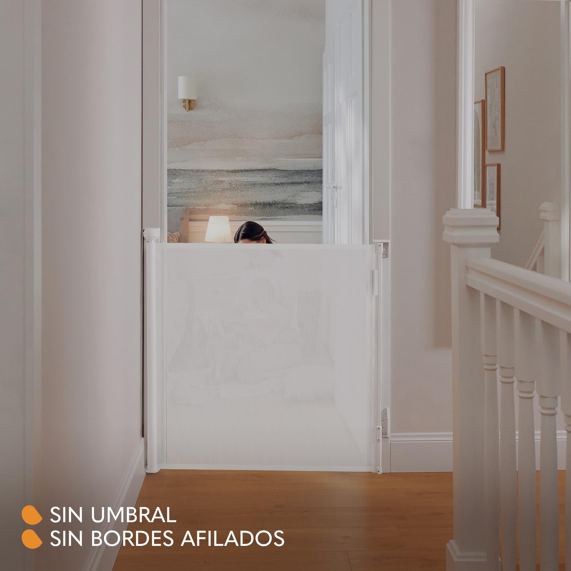LIONELO THEA Puerta de Escalera 85x140 cm Extensible Ajustable de Seguridad para Montaje en la Puerta, la Escalera de Pasillo, Apertura de hasta 140 cm, Barrera Barandilla de Seguridad para Niños | Ajustable de Seguridad para Montaje en la Puerta, Apertur