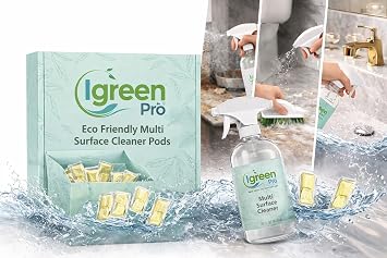 Multi-surface All Purpose Cleaner Tablets, Water Soluble,12 Pack Water Soluble Pods for Kitchen, Bathroom, Home Surfaces (12 Water Soluble Pack, Lemongrass)