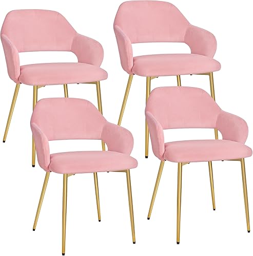 Miniatura 10 de VECELO Juego de 6 sillas de comedor de terciopelo, modernas sillas de cocina tapizadas con cojín, respaldo acolchado y patas de metal, color blanco