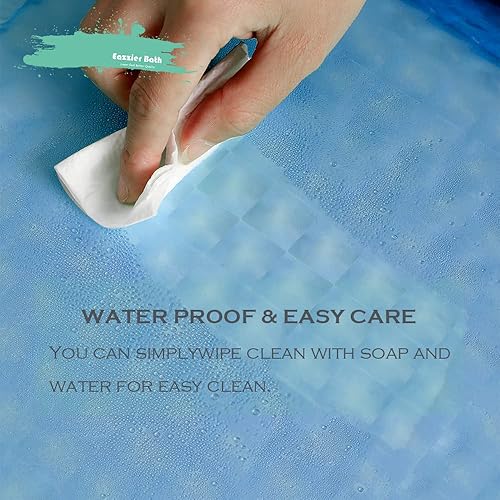 Miniatura 2 de Forro de Cortina de Ducha de Plástico Cristal 3D Azul, 72x72 Pulgadas Fino Ligero Cubo de Hielo Plástico Baño Ducha Cortina Interior con Ojales