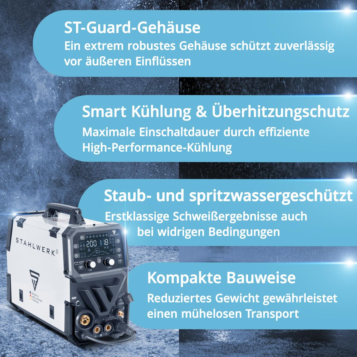 STAHLWERK Schutzgasschweißgerät 6-in-1 CTM-250 Puls Pro Vollausstattung