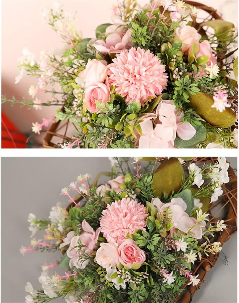 3D Peach Heart Ball Chrysanthemum Eucalyptus Wall Hanging Home Door Hanging Decoration