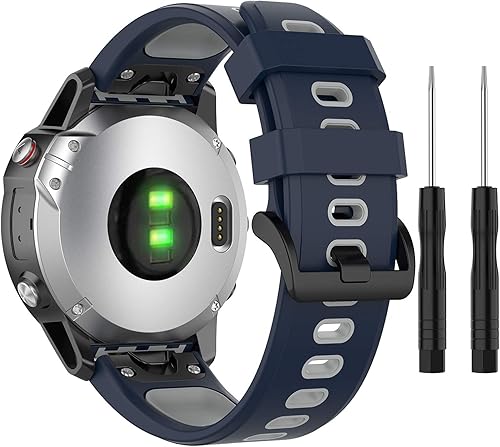 Miniatura 1 de Compatible con Garmin Fenix 6 Sapphire Watch Bands, Forerunner 945 Bands, 0.866 in Quickfit Silicona Correa de repuesto para Garmin Instinct, Fenix