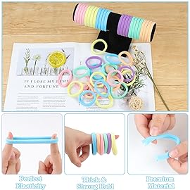FVOLREM 100PCS Hair Ties for Women, Seamless Cotton Elastic Hair Bands No Damage, Thick Ponytail Holders for Girls, Women - Soft Hair Ties (6 Colors)