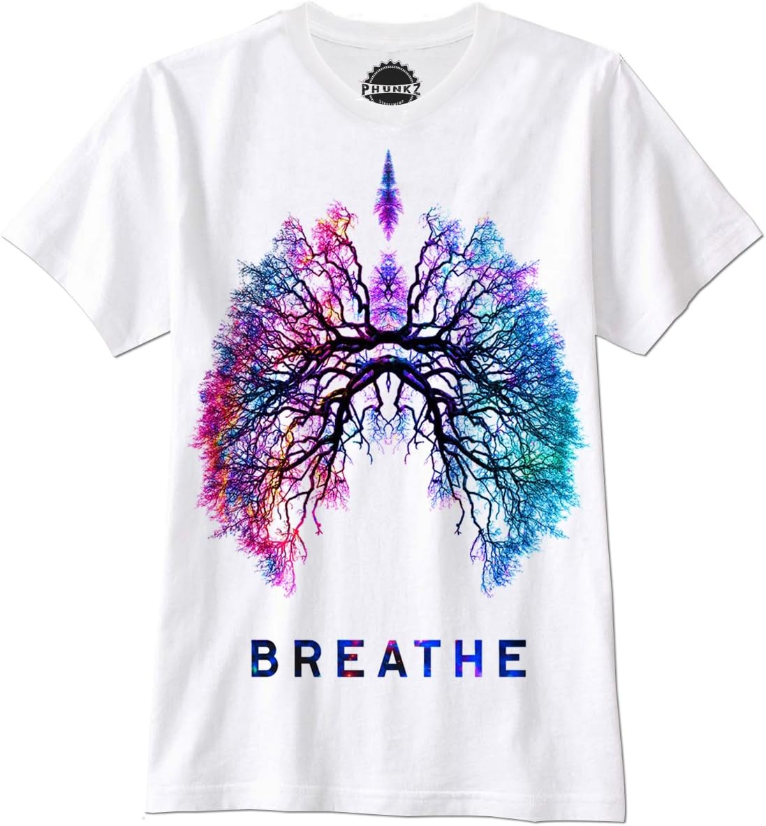 PHUNKZ T-SHIRT BREATHE LUNGS TREE OF LIKE HAMSA ESOTERIK YOGA HAND DER FATIMA, XL