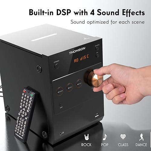 Miniatura 6 de THOMSON Sistema estéreo Bluetooth para el hogar, sistema estéreo de alta fidelidad de 60 W con reproductor de CD y transmisión de audio Bluetooth