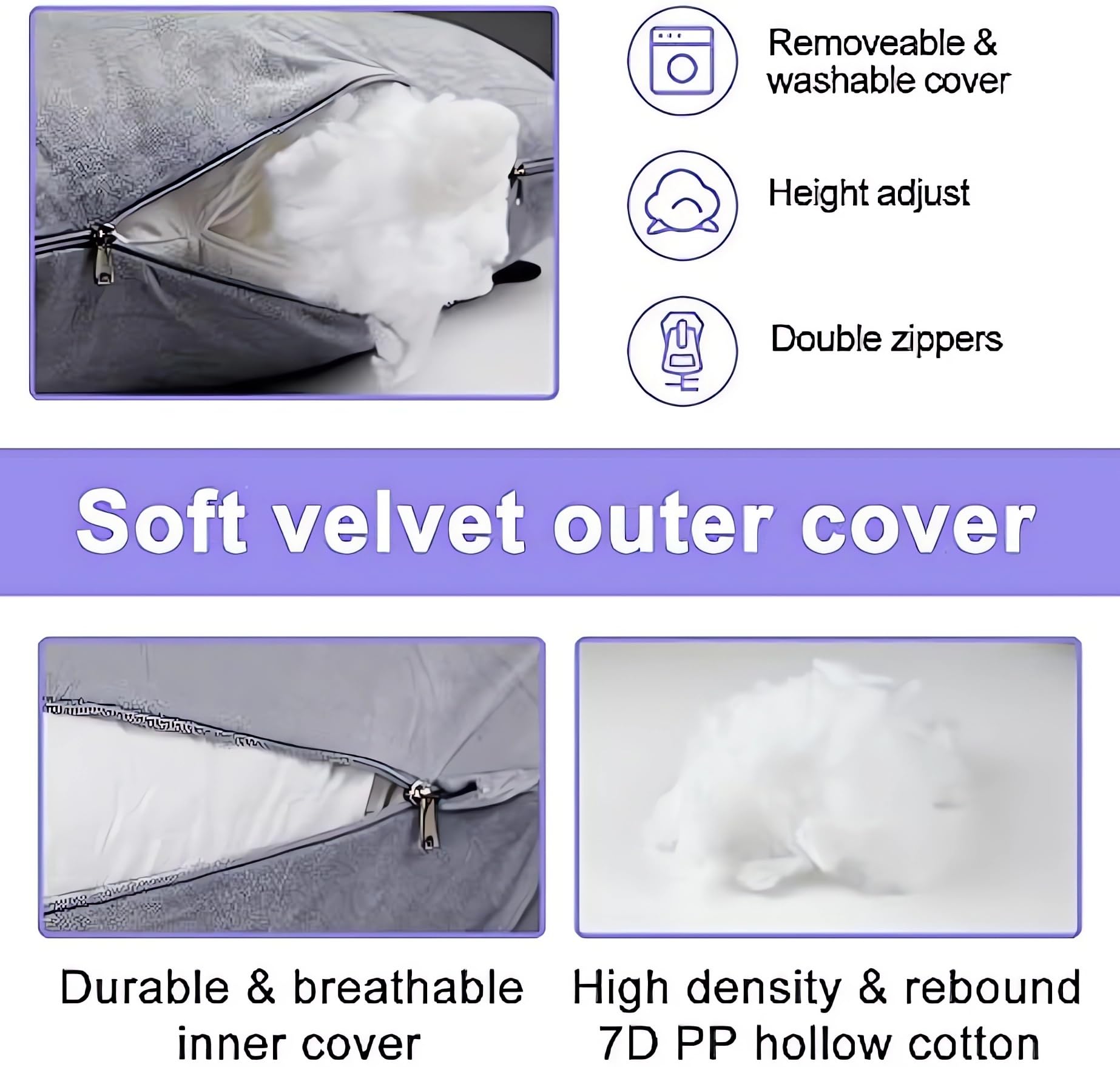 Almohada de Maternidad con Forma de U Embarazo para Dormir, Almohada de Cuerpo, Almohada de Cuerpo Completo, Soporte Abdominal Trasero y de Cadera, Almohada de Maternidad Suave y cómoda
