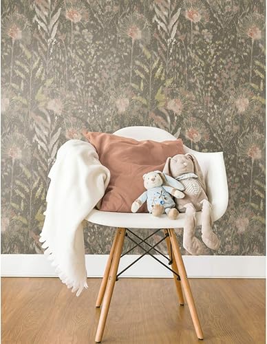 Miniatura 8 de RoomMates RMK11742WP - Papel tapiz para despegar y pegar con diente de león gris pardo y rosa, rollo