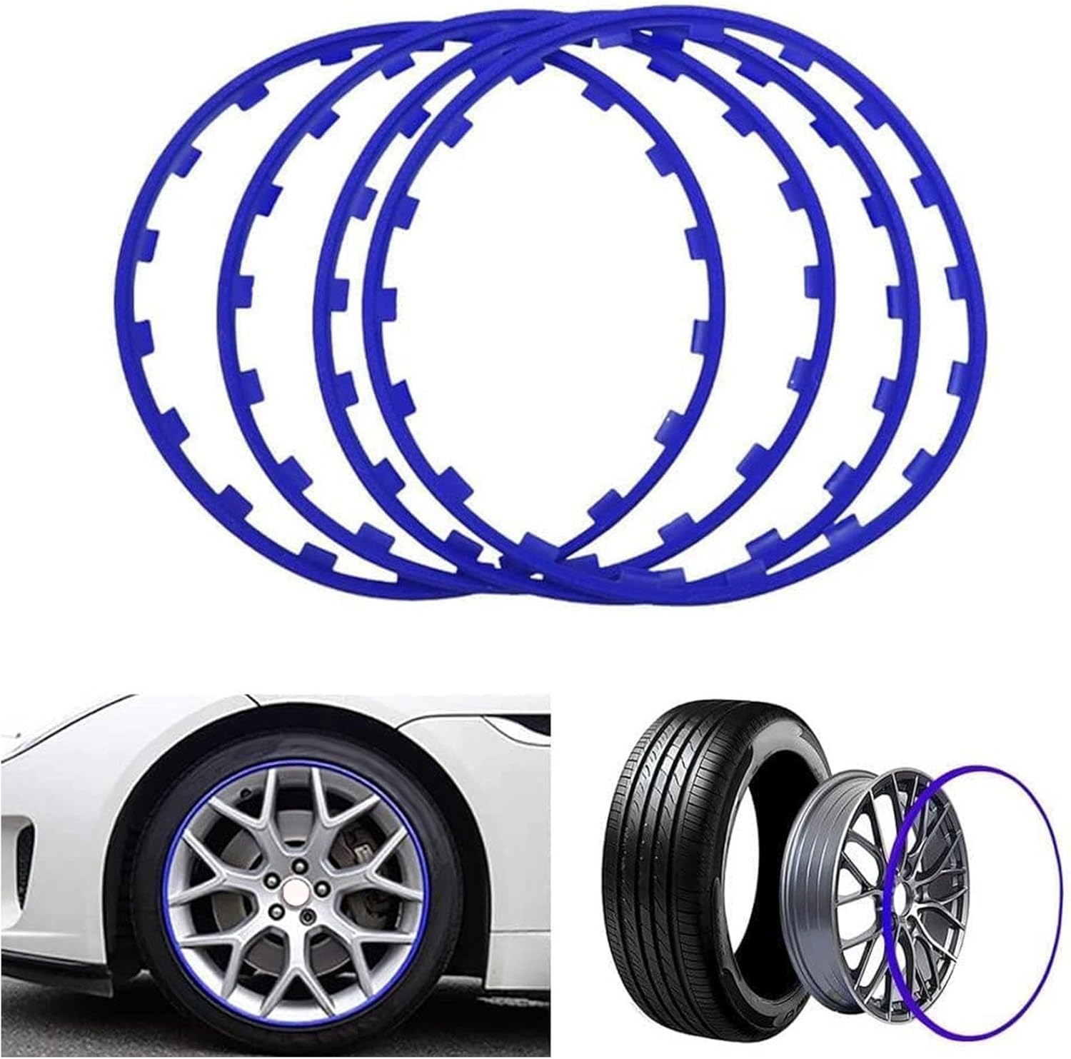 Alloy Wheel Protectors - 17" Black Rim Edge Strips, 4PCS Universal Fit for 16-20" Car Wheels, Enhance Tire Safety, Durable Decorative Car Accessories