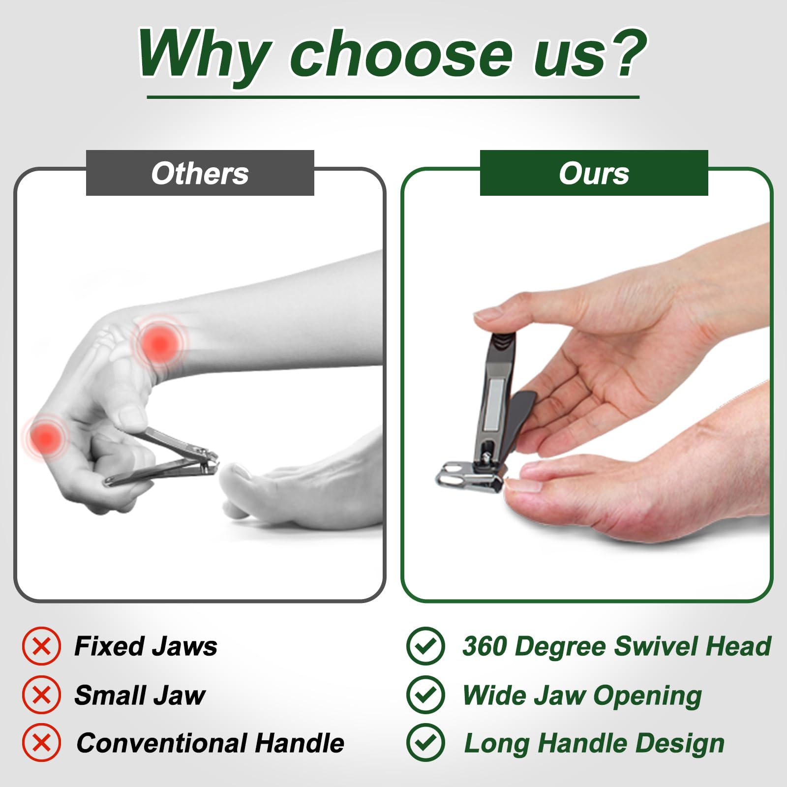 2026 Toenail Clippers for Thick Nails for Seniors - Popular German Nail Clippers for Men 360° & 17mm Wide Open Toenail Clippers, Ultra Sharp Edgy Nail Clipper Set for Seniors Women