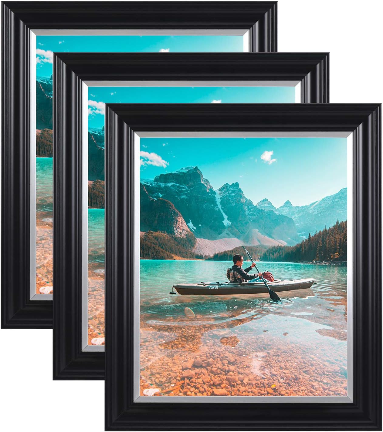 8x10 Black Picture Frame, Photo Frames for Wall Tabletop Display, Ready to Hang, Home Decoration -