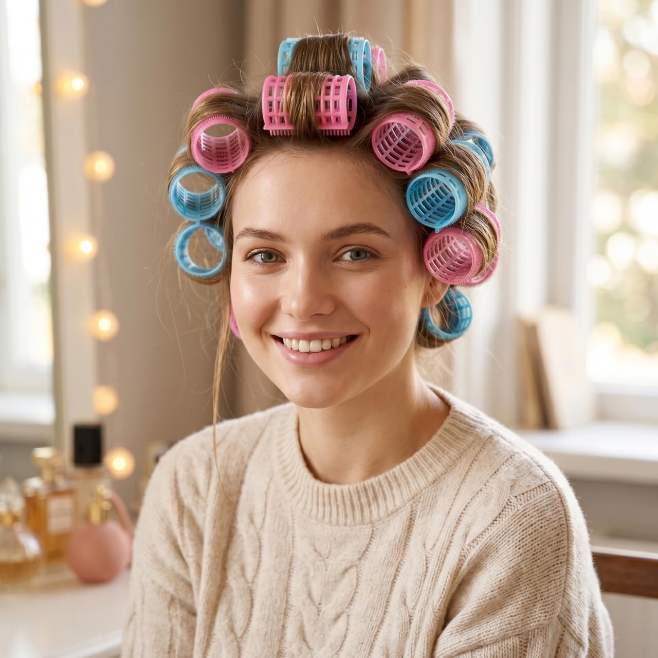12 Pcs Hair Rollers with Covers - Heatless Plastic Curler Set for Long Medium Short Volume Vented Salon Styling Tools for Bangs 2.51 x 1.73 In