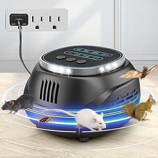 Mouse Repellent Plug-in Ultrasonic – Indoor Home Mice & Rodent Repeller, 2026 Upgraded Electronic Pest Control Device, 4 Modes, Covers 1300 Sq Ft, Works for Squirrels, Bats, Roaches & Spiders