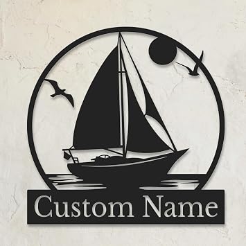 Personalized Sailboat Metal Sign - Custom Nautical Wall Art, Coastal Home Decor, Lakehouse Gift, Durable Metal Name Plaque for Sailors Style-3