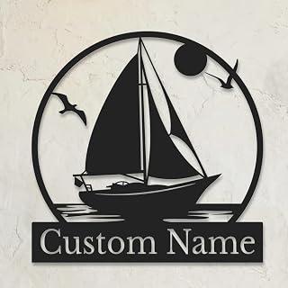 Personalized Sailboat Metal Sign - Custom Nautical Wall Art, Coastal Home Decor, Lakehouse Gift, Durable Metal Name Plaque for Sailors (Style-3)