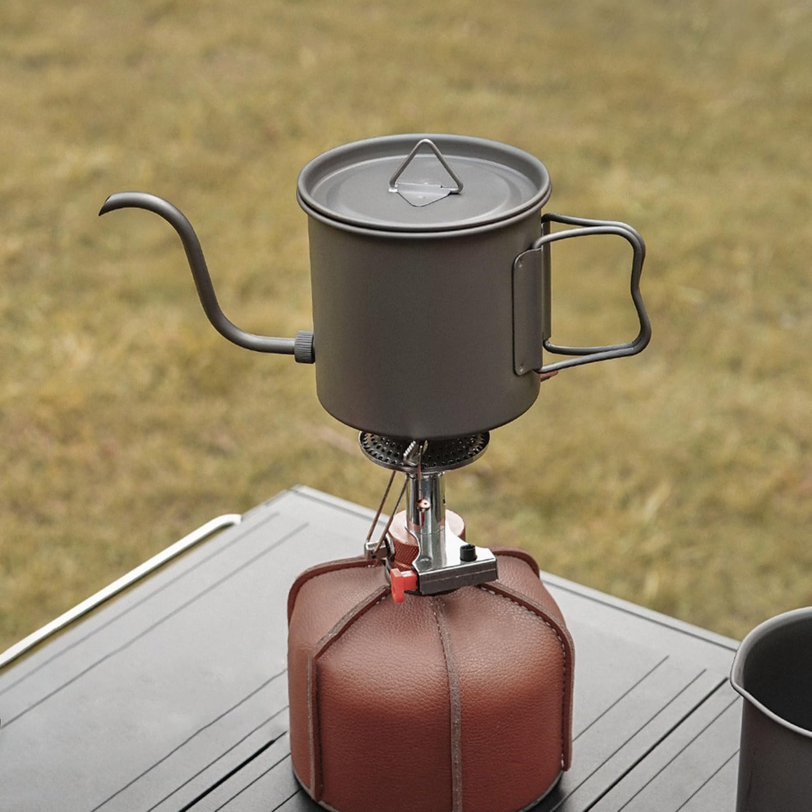 Set da tè in metallo moderno 5 pezzi accessori portatili per esterni design birra veloce per avventurieri, esploratori, set da tè da viaggio