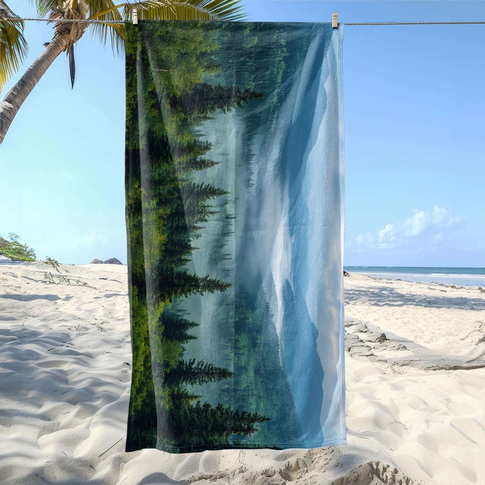 Toalla Playa Azul Fruta Verde Toallas de Playa Suave Microfibra Toallas Baño Sin Arena Toalla Piscina Ducha Absorbente Secado Rápido Beach Towel para Viajes, Natación, Camping 150x180cm